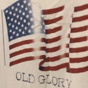 LARGE,OLD GLORY, TATTERED AMERICAN FLAG ON FRONT, COTTON